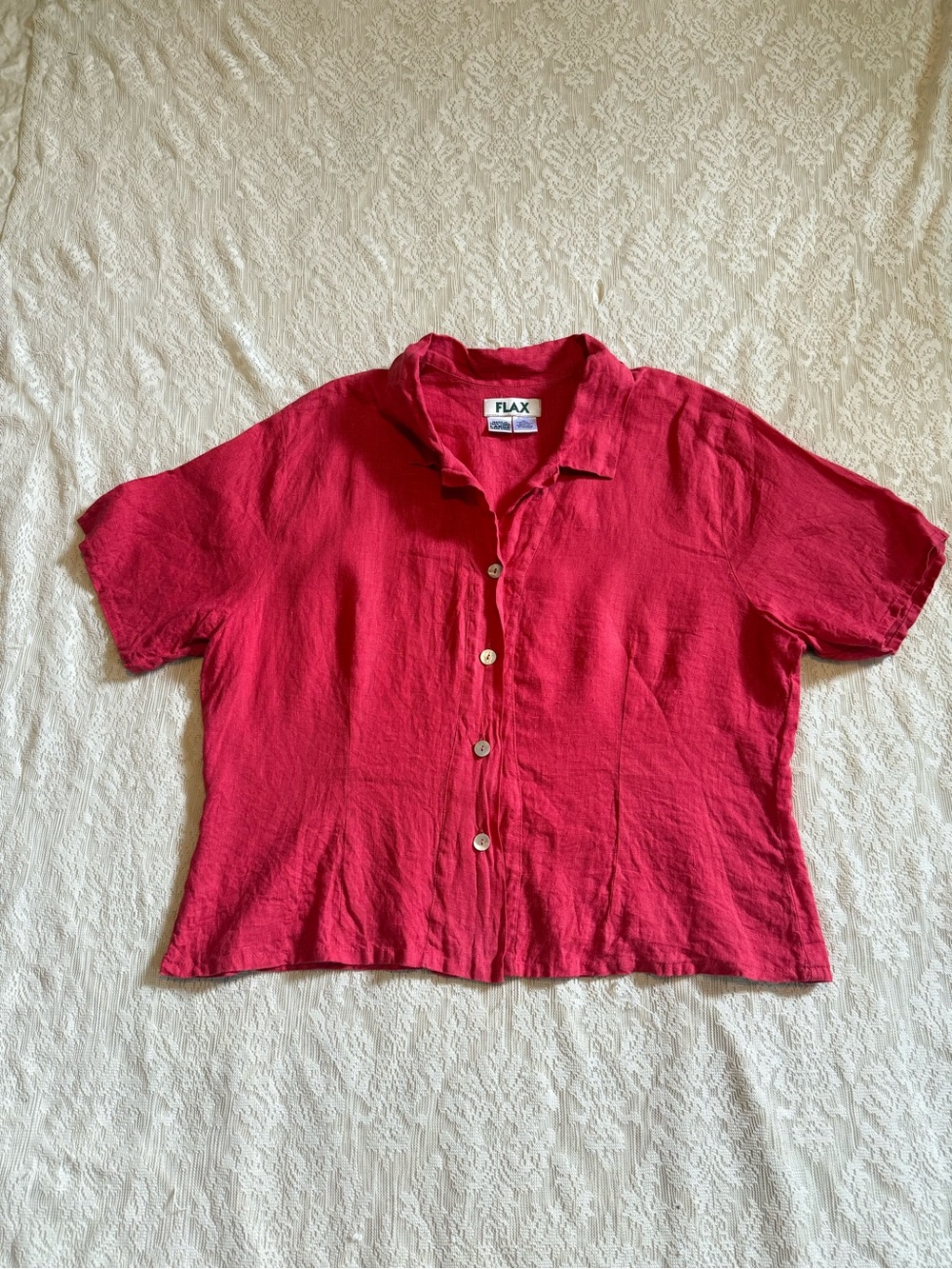 Flax 100% linen short sleeve button up shirt